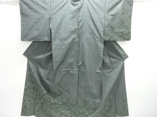 JAPANESE KIMONO / ANTIQUE KIMONO / SILK / TSUMUGI / WOVEN LEAVES